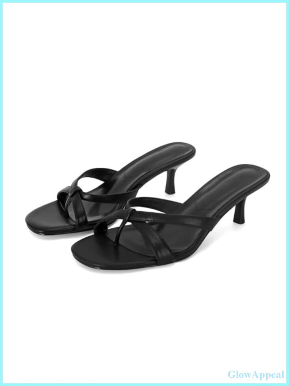 Strappy Kitten Heel Flip Flop Sandals Women Vegan Leather Mule